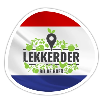 Productfoto Lekkerder bij de Boer sticker met Nederlandse vlag
